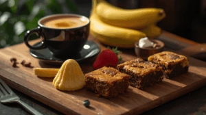 kue manis teman kopi di meja kayu dengan suasana santai