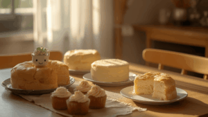 Kue lembut untuk anak dengan manis pas di meja dapur rumah